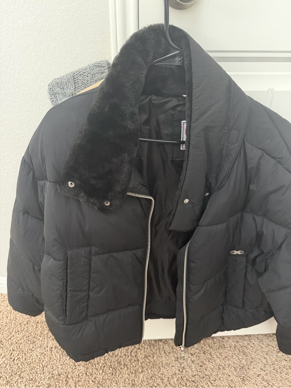 U.S. Polo Assn. Black Faux-Fur Collar Puffer Jacket